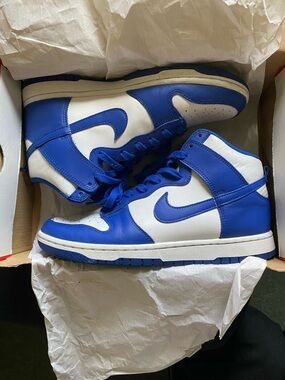 Nike Men’s High-Top Sneakers in White and Royal Blue